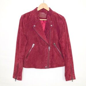 Blank NYC burgundy, suede bomber moto jacket